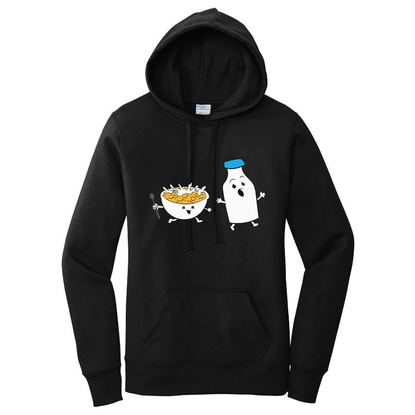 Cereal Chasing Milk Cornflakes Breakfast Cereal Women's Pullover Hoodie