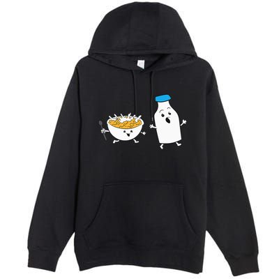 Cereal Chasing Milk Cornflakes Breakfast Cereal Premium Pullover Hoodie