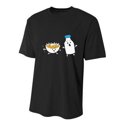 Cereal Chasing Milk Cornflakes Breakfast Cereal Youth Performance Sprint T-Shirt