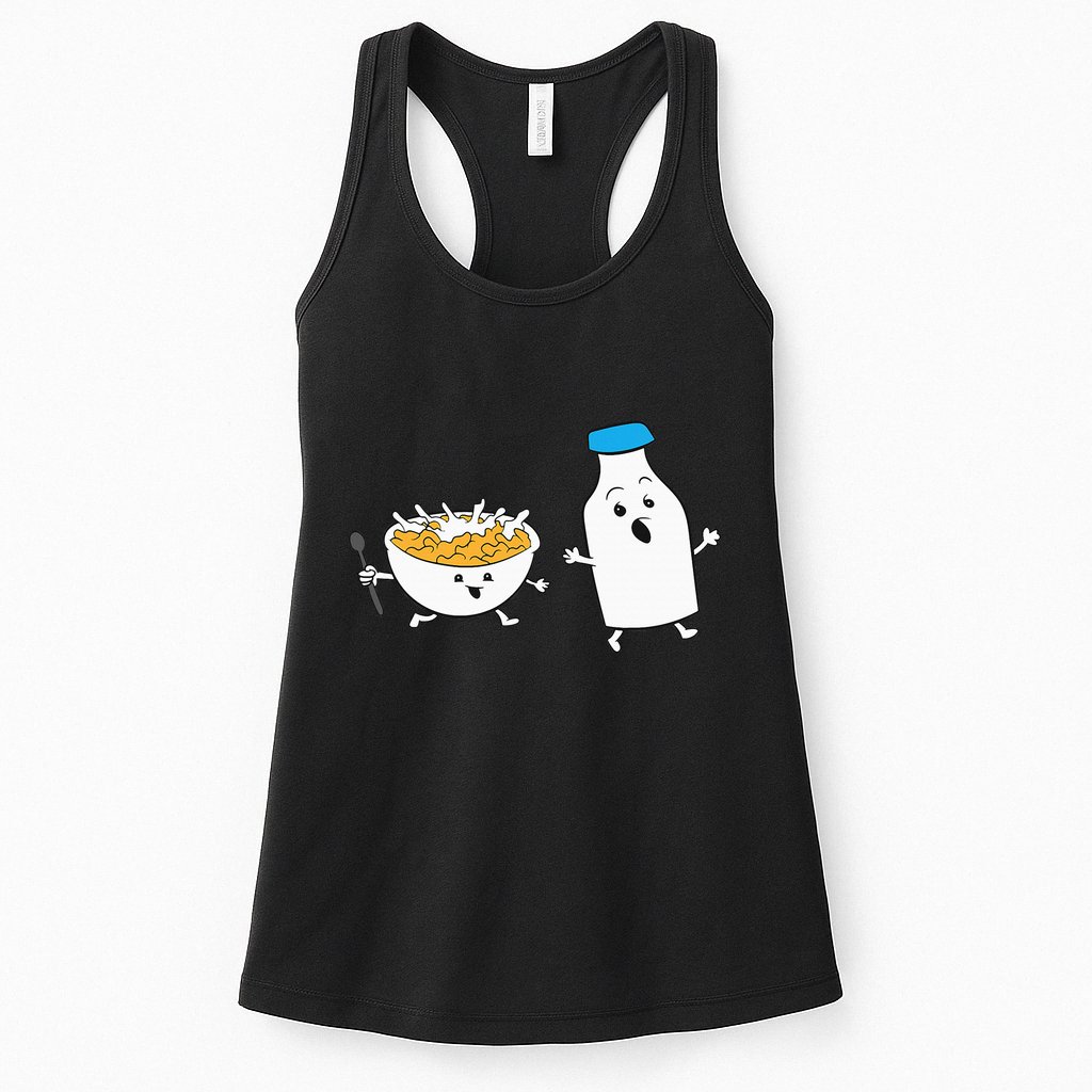 Cereal Chasing Milk Cornflakes Breakfast Cereal Womens Tank Top