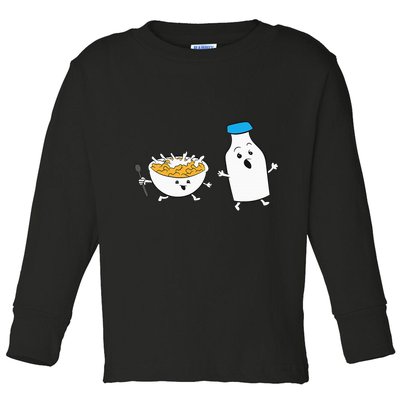 Cereal Chasing Milk Cornflakes Breakfast Cereal Toddler Long Sleeve Shirt