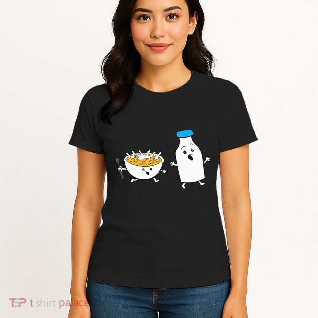 Cereal Chasing Milk Cornflakes Breakfast Cereal Womens T-Shirt
