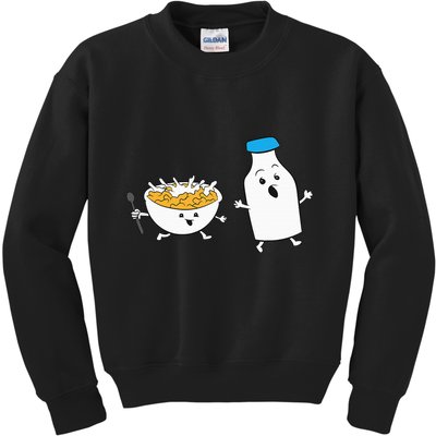Cereal Chasing Milk Cornflakes Breakfast Cereal Kids Sweatshirt