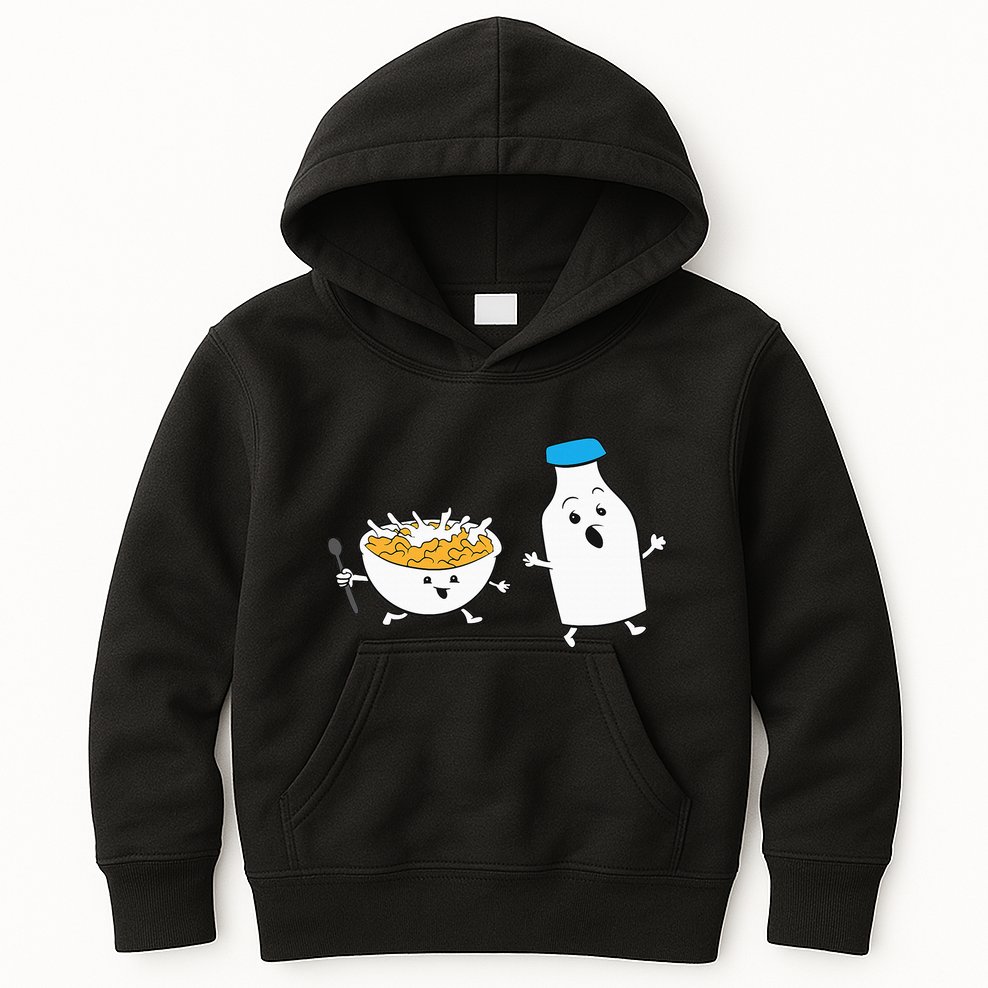 Cereal Chasing Milk Cornflakes Breakfast Cereal Kids Hoodie