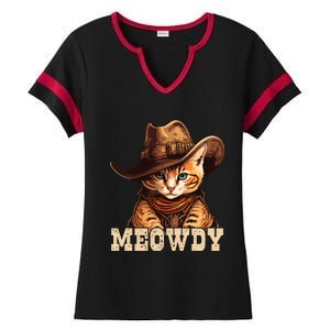 Cowboy Cat Meowdy Ladies Halftime Notch Neck Tee