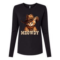 Cowboy Cat Meowdy Womens Cotton Relaxed Long Sleeve T-Shirt