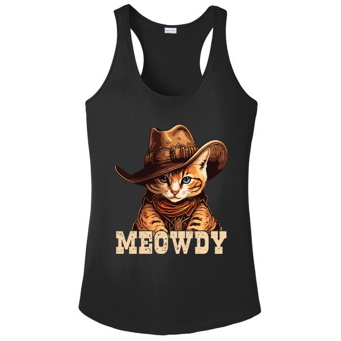 Cowboy Cat Meowdy Ladies PosiCharge Competitor Racerback Tank