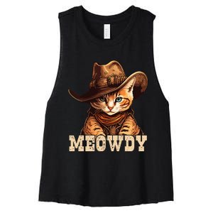 Cowboy Cat Meowdy Women's Racerback Cropped Tank