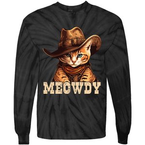 Cowboy Cat Meowdy Tie-Dye Long Sleeve Shirt