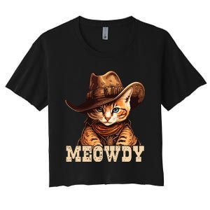 Cowboy Cat Meowdy Women's Crop Top Tee