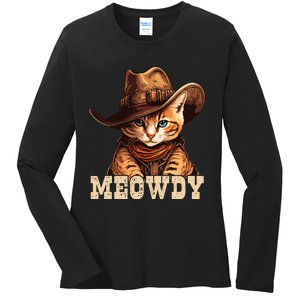 Cowboy Cat Meowdy Ladies Long Sleeve Shirt