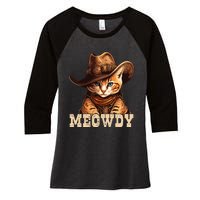 Cowboy Cat Meowdy Women's Tri-Blend 3/4-Sleeve Raglan Shirt