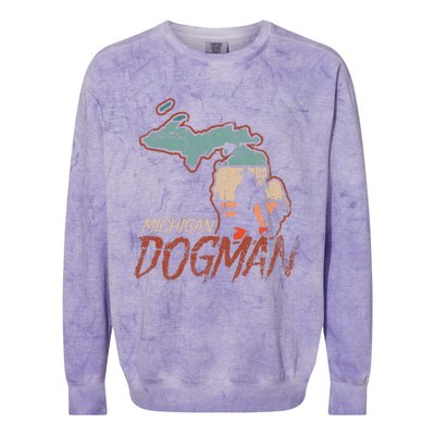 Cryptids Cryptozoology Monsters State of Michigan Dogman Colorblast Crewneck Sweatshirt