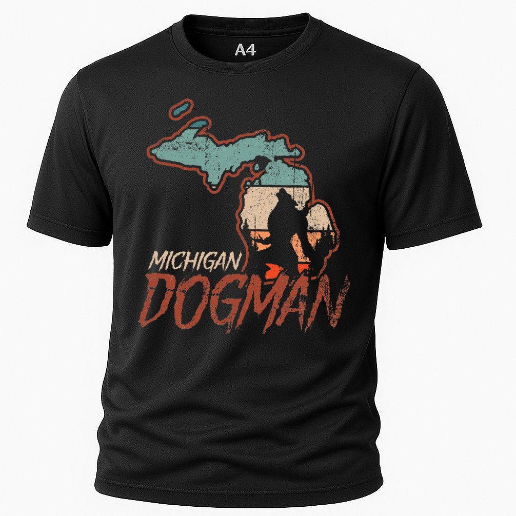 Cryptids Cryptozoology Monsters State of Michigan Dogman Cooling Performance Crew T-Shirt