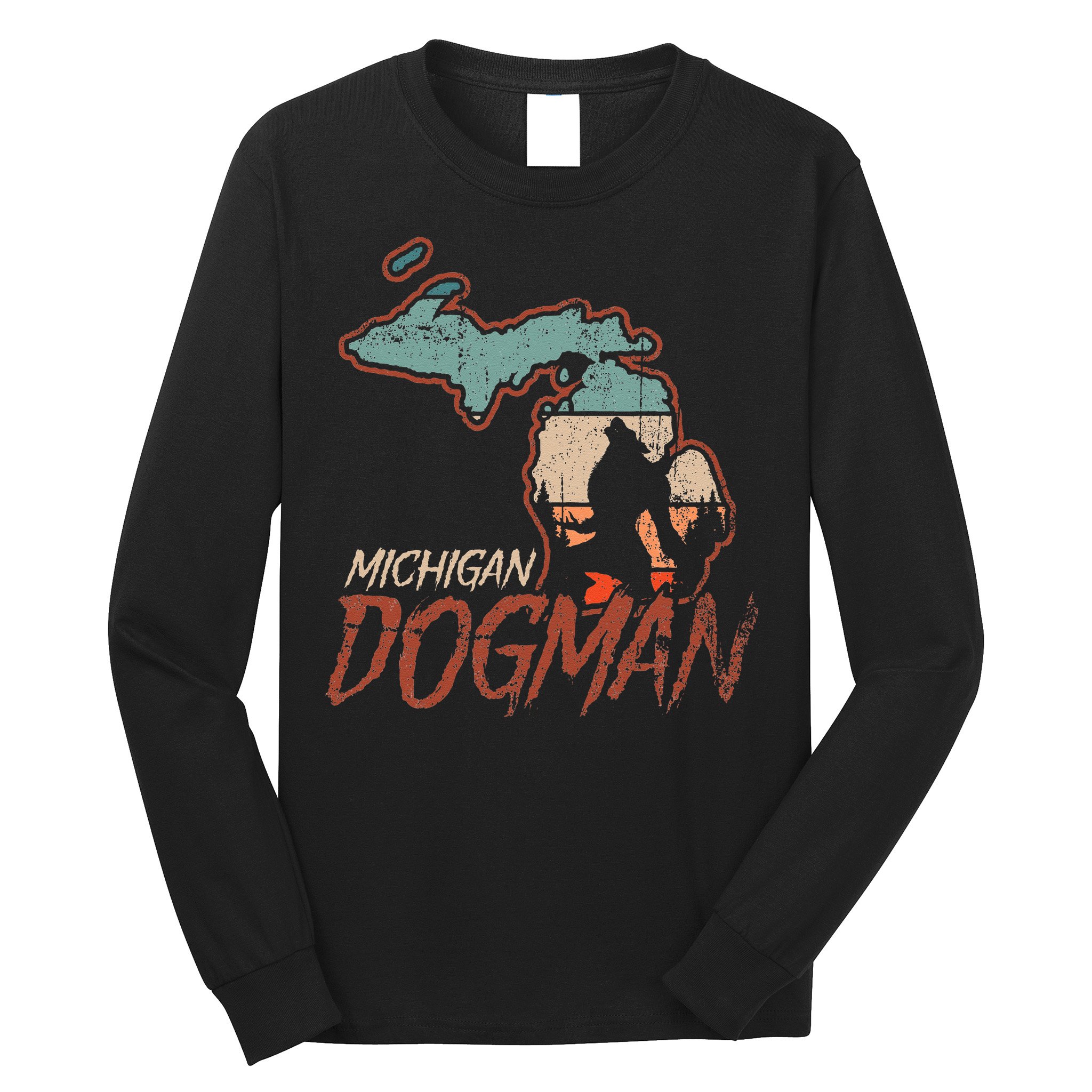 Cryptids Cryptozoology Monsters State of Michigan Dogman Long Sleeve Shirt