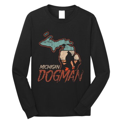 Cryptids Cryptozoology Monsters State of Michigan Dogman Long Sleeve Shirt