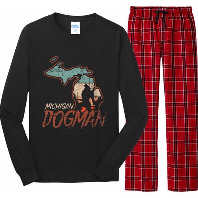 Cryptids Cryptozoology Monsters State of Michigan Dogman Long Sleeve Pajama Set