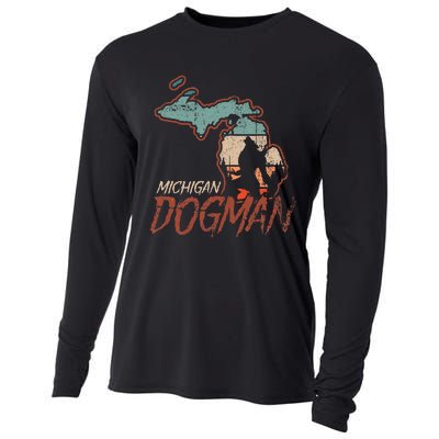 Cryptids Cryptozoology Monsters State of Michigan Dogman Cooling Performance Long Sleeve Crew