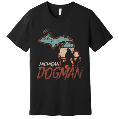 Cryptids Cryptozoology Monsters State of Michigan Dogman Premium T-Shirt