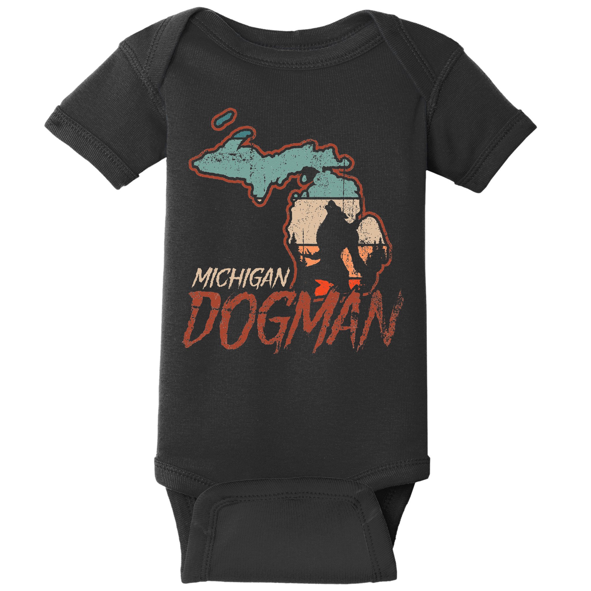 Cryptids Cryptozoology Monsters State of Michigan Dogman Baby Bodysuit
