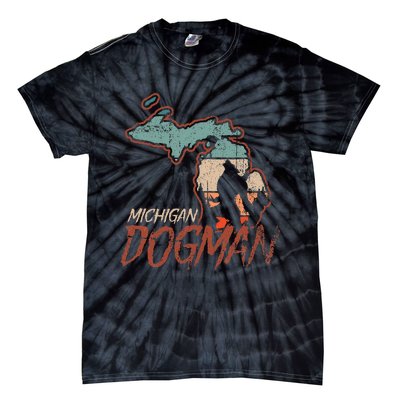 Cryptids Cryptozoology Monsters State of Michigan Dogman Tie-Dye T-Shirt