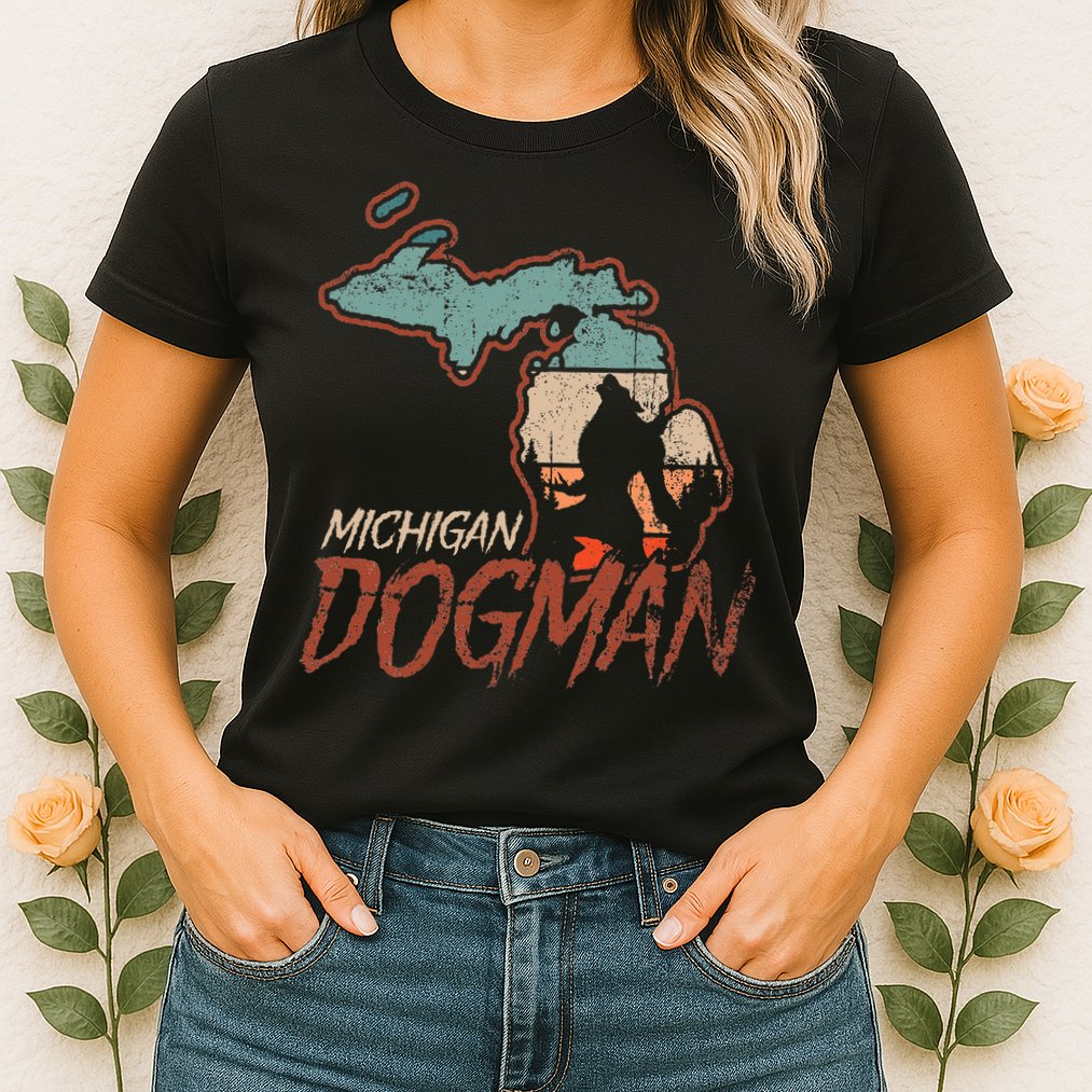 Cryptids Cryptozoology Monsters State of Michigan Dogman Womens T-Shirt