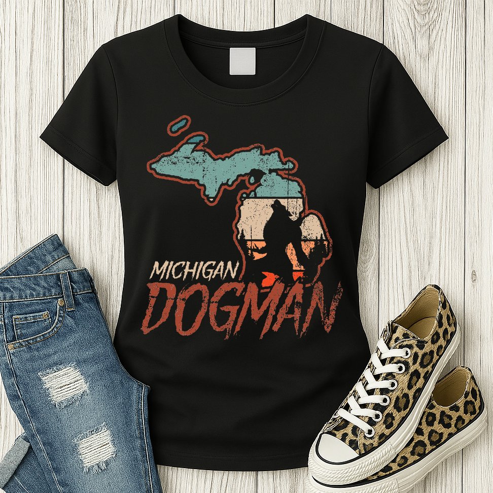 Cryptids Cryptozoology Monsters State of Michigan Dogman Womens T-Shirt