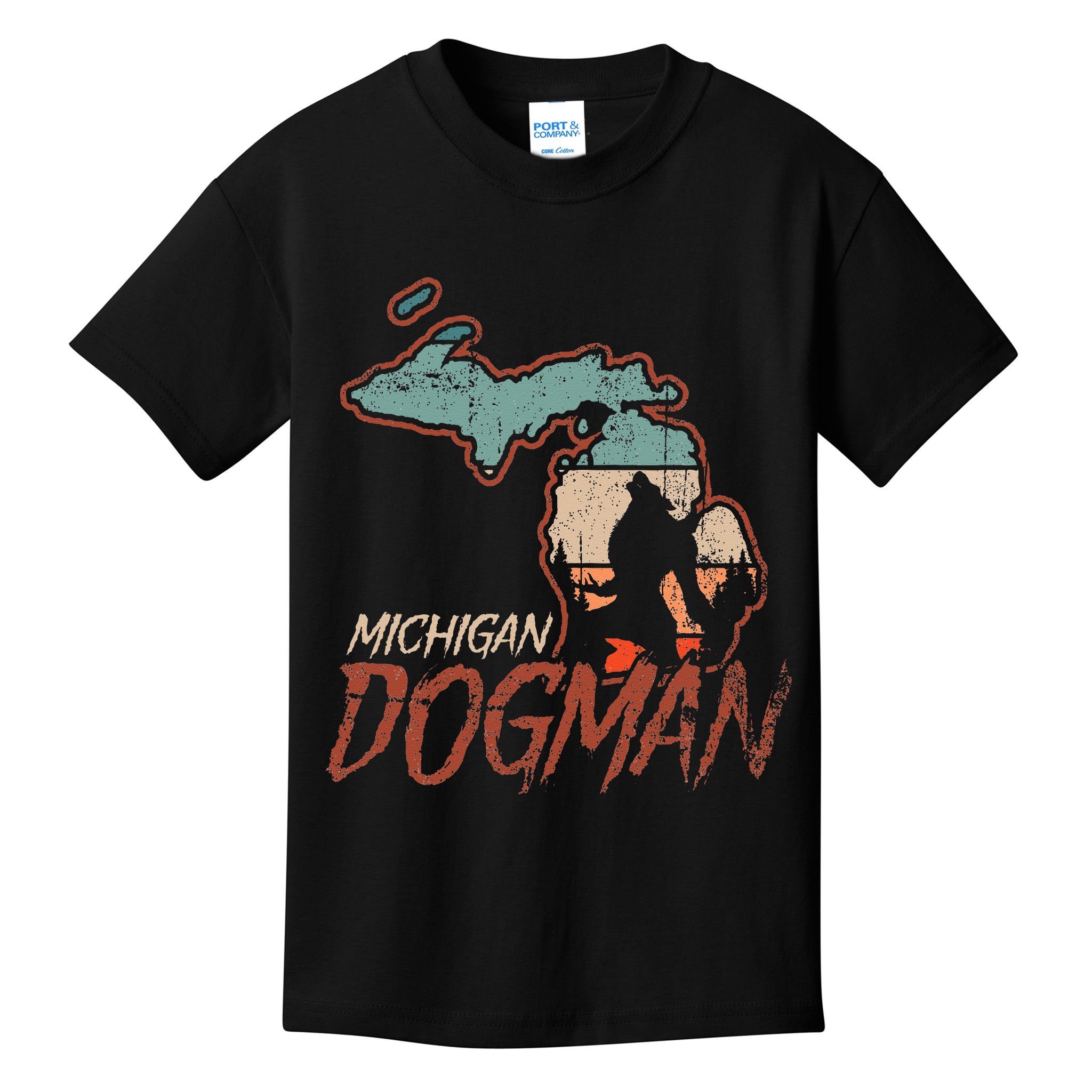 Cryptids Cryptozoology Monsters State of Michigan Dogman Kids T-Shirt
