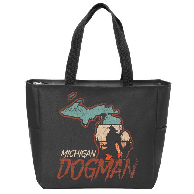 Cryptids Cryptozoology Monsters State of Michigan Dogman Zip Tote Bag