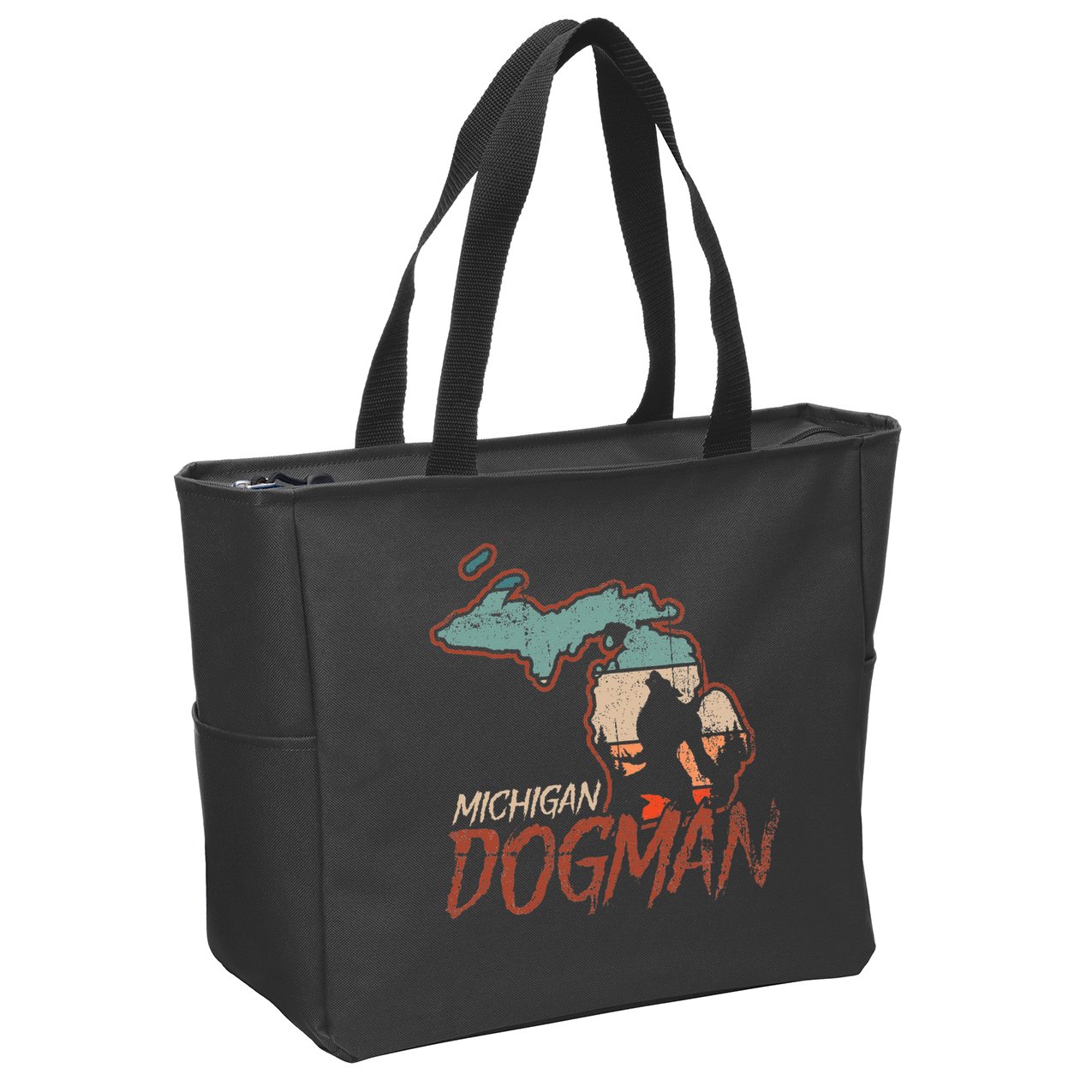 Cryptids Cryptozoology Monsters State of Michigan Dogman Zip Tote Bag