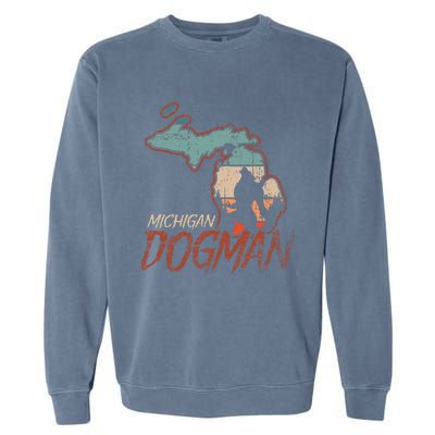 Cryptids Cryptozoology Monsters State of Michigan Dogman Garment-Dyed Sweatshirt