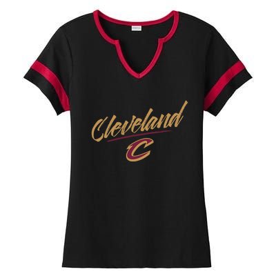 Cleveland Cavaliers Marker Script Ladies Halftime Notch Neck Tee