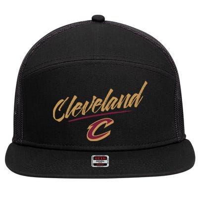 Cleveland Cavaliers Marker Script 7 Panel Mesh Trucker Snapback Hat