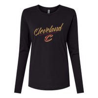 Cleveland Cavaliers Marker Script Womens Cotton Relaxed Long Sleeve T-Shirt