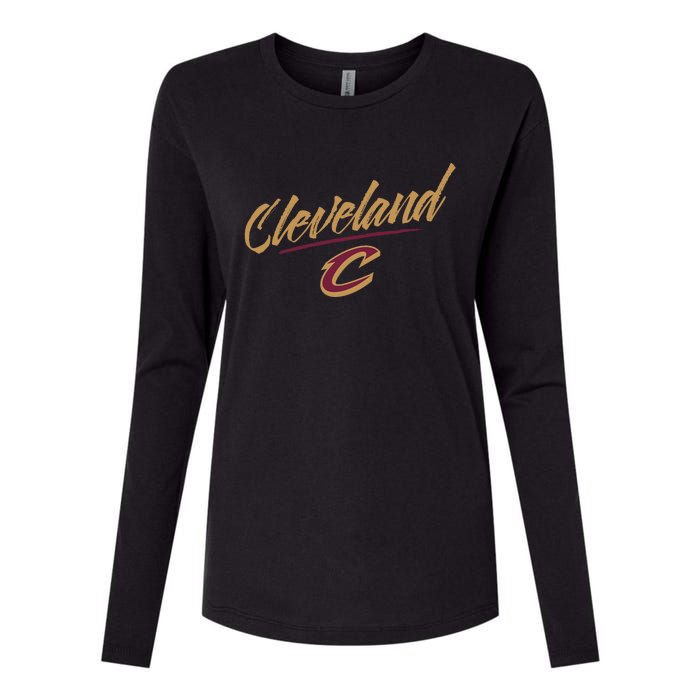 Cleveland Cavaliers Marker Script Womens Cotton Relaxed Long Sleeve T-Shirt