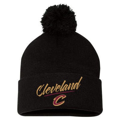 Cleveland Cavaliers Marker Script Pom Pom 12in Knit Beanie