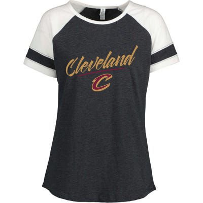 Cleveland Cavaliers Marker Script Enza Ladies Jersey Colorblock Tee