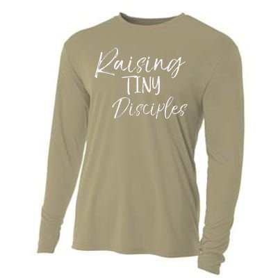 Cute Christian Mom Gift For Women Raising Tiny Disciples Cooling Performance Long Sleeve Crew