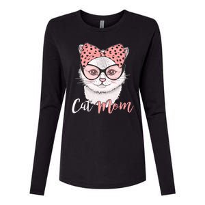 Cute Cat Mom Polka Dot Bow Bandana Womens Cotton Relaxed Long Sleeve T-Shirt