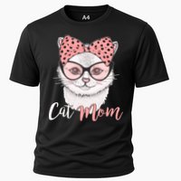 Cute Cat Mom Polka Dot Bow Bandana Cooling Performance Crew T-Shirt