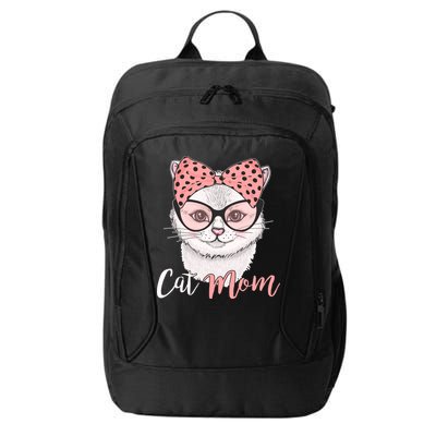 Cute Cat Mom Polka Dot Bow Bandana City Backpack