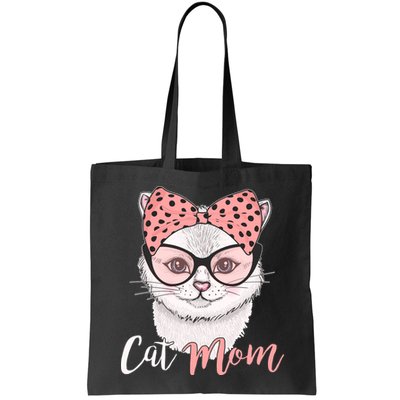 Cute Cat Mom Polka Dot Bow Bandana Bag