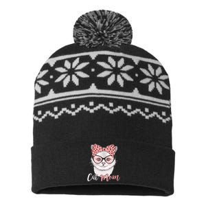 Cute Cat Mom Polka Dot Bow Bandana USA-Made Snowflake Beanie