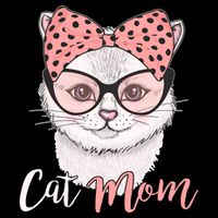 Cute Cat Mom Polka Dot Bow Bandana Tie-Dye T-Shirt