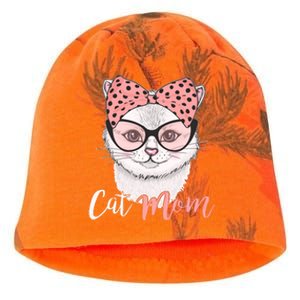 Cute Cat Mom Polka Dot Bow Bandana Kati - Camo Knit Beanie