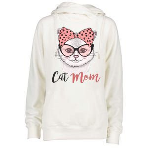 Cute Cat Mom Polka Dot Bow Bandana Womens Funnel Neck Pullover Hood