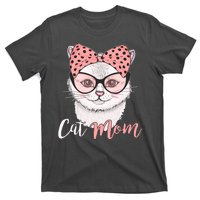 Cute Cat Mom Polka Dot Bow Bandana T-Shirt