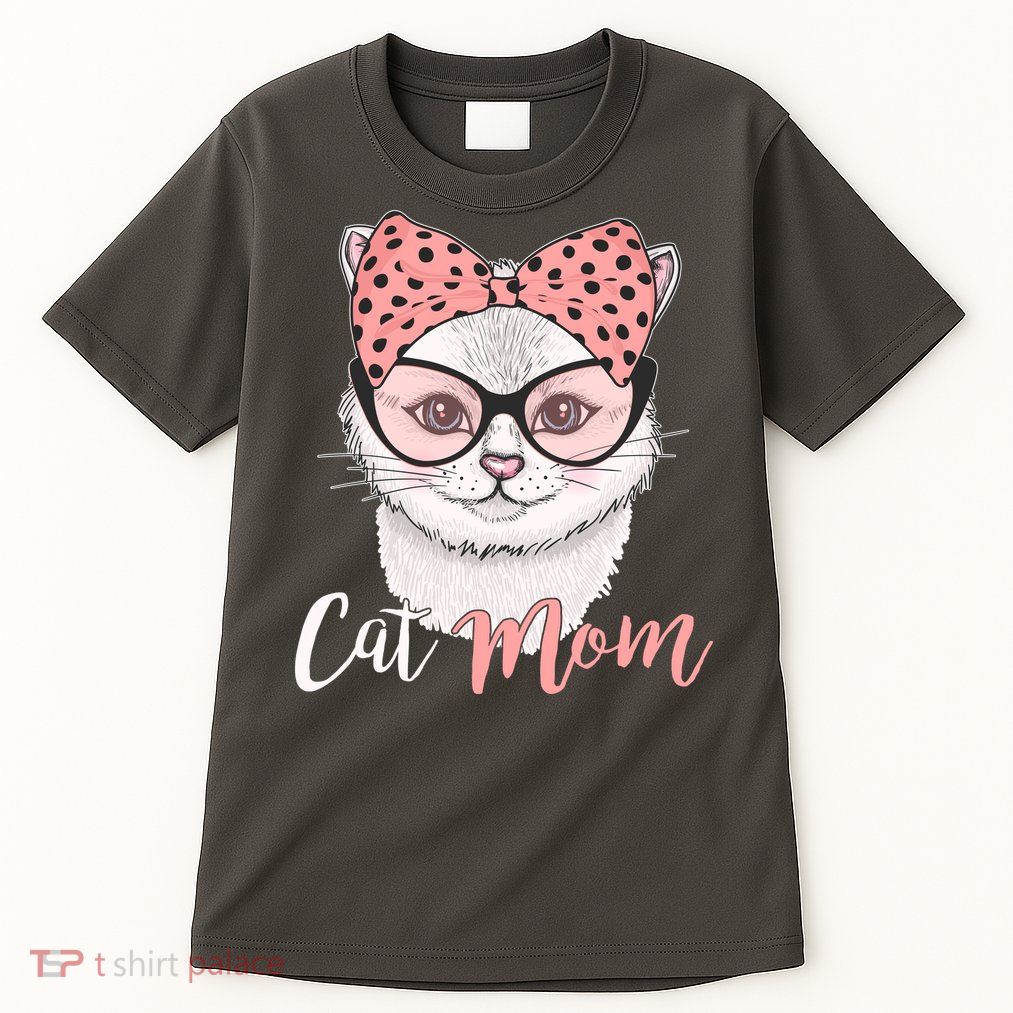 Cute Cat Mom Polka Dot Bow Bandana Tall T-Shirt