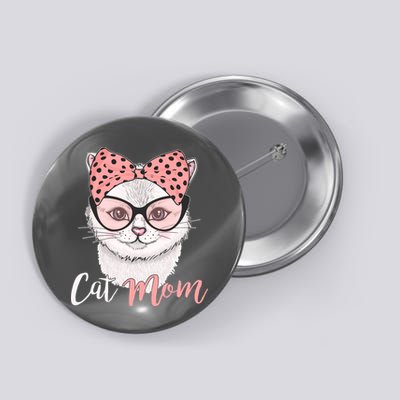 Cute Cat Mom Polka Dot Bow Bandana Button
