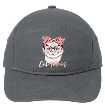Cute Cat Mom Polka Dot Bow Bandana 7-Panel Snapback Hat
